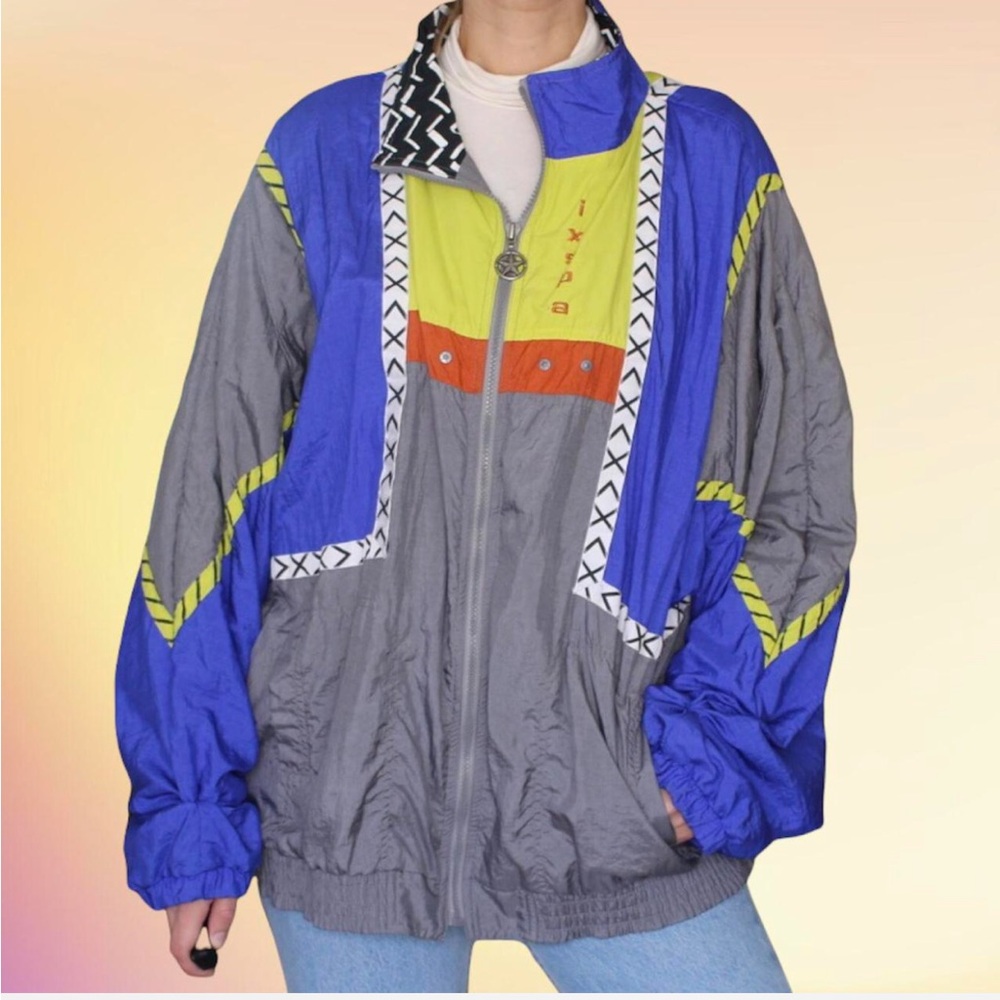 IXSPA by Jamie Sadock 80s 90s Oversized Windbreaker Sport Jacket Blue sz XL